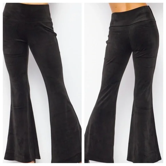 Modern Velour Must Have Black Bell Bottoms pants - Picture 3 of 5